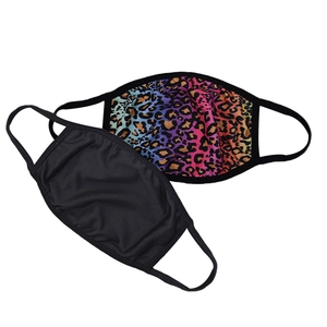 Washable leopard print and black reusable face masks with comfortable elastic ear loops