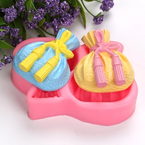 Pink silicone mold for Chinese lucky bag shaped fondant cakes and handmade soap DIY