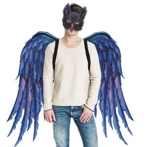 Blue and purple owl wing costume set with mask for festive carnival party wear