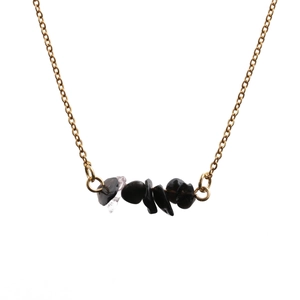 Copper Necklace With Irregular Natural Stone Beads Gold Plated O-Chain Bohemian Vintage Jewelry For Women