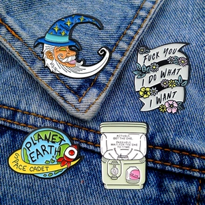 Cartoon Enamel Pin Brooch Alloy Creative Moon Planet Earth Gashapon Machine Badge For Backpack Clothes Denim Jacket
