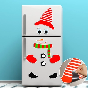 Christmas snowman magnetic fridge decals set featuring a red hat and scarf for DIY holiday decor