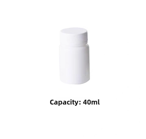 Minimalist white 40ml cylindrical plastic bottle with a secure ribbed screw cap lid