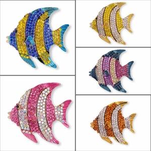 Elegant Tropical Fish Alloy Brooch With Sparkling Rhinestones And Colorful Enamel For Women Fashion Animal Lapel Pin Accessory