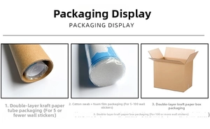 Three-level packaging display including kraft tubes and boxes for Christmas wall stickers