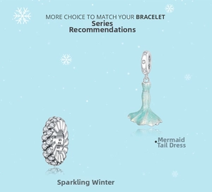 Macro view of S925 sterling silver mermaid tail charm and crystal pave bead for DIY bracelets
