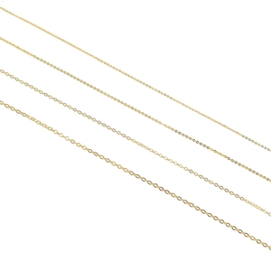 18K gold plated copper flattened O-link chains in four widths for DIY jewelry making