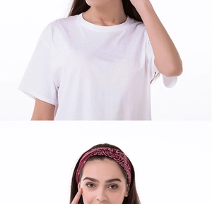 How to wear guide showing a red paisley sports headband in three different styles