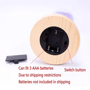 Light wood base for rose glass dome with 3 AAA battery slot and power switch