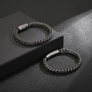 Retro punk style stainless steel wheat chain bracelet for men with magnetic clasp