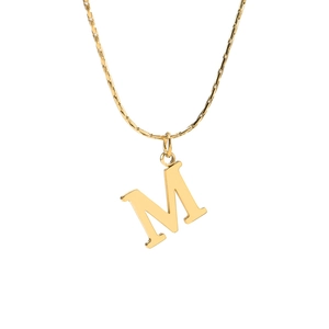 Minimalist Letter M Pendant Necklace Titanium Steel Gold Plated Snake Bone Chain Clavicle Jewelry For Women