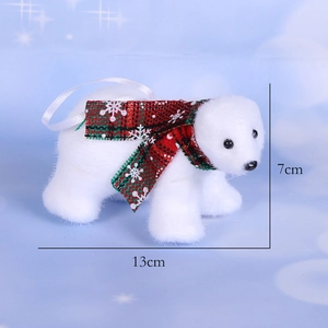 Weißer Eisbär-Anhänger mit Schottenkaro-Schal, Maße: 13cm Länge und 7cm Höhe