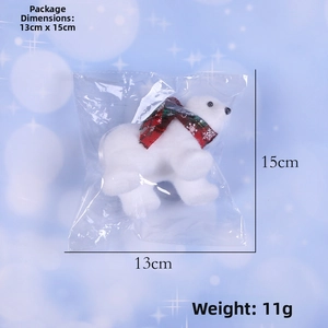 Weißer Polarbär Anhänger mit kariertem Schal und Maßen von 15x13cm für den Weihnachtsbaum