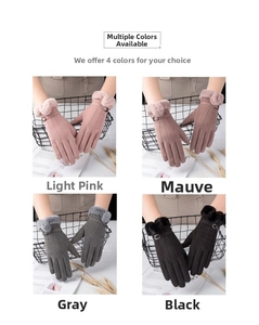 Gants d'hiver en rose, taupe, gris et noir avec poignets en fourrure et boucles en métal