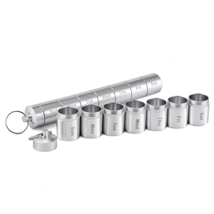 Aluminum alloy 7-day waterproof pill box organizer with detachable silver segments