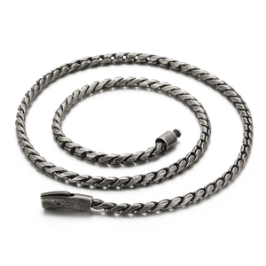 Collier hip hop pour homme en acier titane avec chaîne torsadée argent vintage