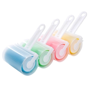Washable reusable lint rollers set in four macaron colors with protective covers