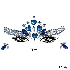 2025 new acrylic face rhinestone stickers blue heart star festival party face jewels decors