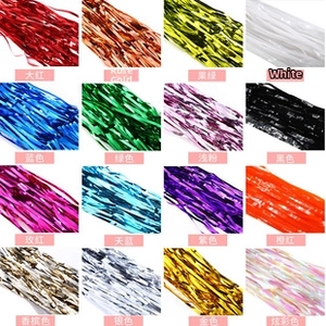 Detailed palette of 16 colored laser tinsel fringe curtains for festive party backdrop