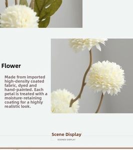 Detail of high-density coated fabric petals on realistic artificial dandelion bouquet