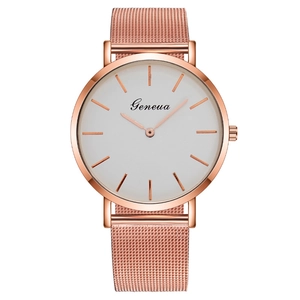 Minimalist Men Quartz Watch Fashion Stainless Steel Mesh Strap Alloy Case Round Dial Slim Business Casual Timepiece
