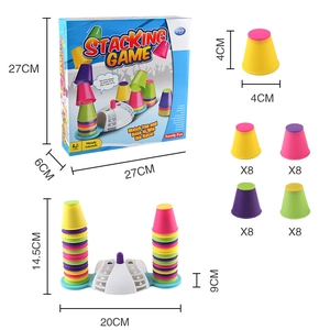 Children stacking cup battle game set with colorful cups and electronic base