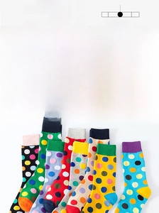 Detailed view of 168 needles polka dot cotton crew socks with medium thickness