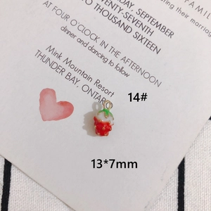 Detail of 13x7mm 3D strawberry alloy charms for DIY bracelets and earrings
