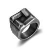 Anello con sigillo quadrato da uomo in argento vintage con design geometrico moderno
