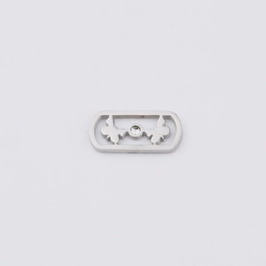 Mirror polished stainless steel rectangular butterfly charm with crystal for DIY bracelets