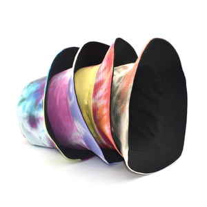 Colorful tie-dye cotton bucket hats for travel with double-sided design and breathable fabric