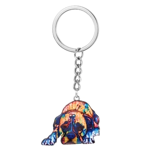 Porte-clés tête de chien artistique coloré avec anneau en métal pour sacs et clés
