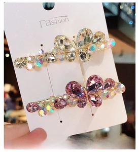 Detail view of colorful butterfly hair clips with zircon and K9 crystal inlays