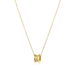 Golden waist pendant necklace with sparkling crystal rows on elegant thin chain