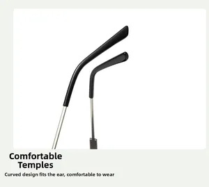 Close-up of ergonomic metal glasses temples with curved tips for a comfortable fit