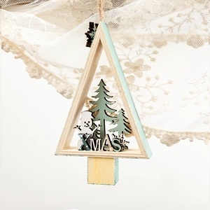 Christmas star wooden ornaments featuring snowman and pine tree shapes with XMAS text
