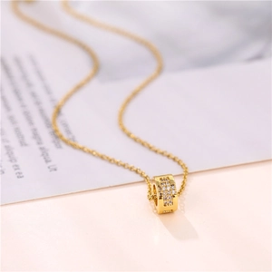Elegant 18K gold-plated stainless steel necklace featuring a sparkling zircon-studded pendant