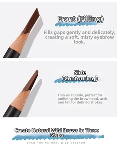 Close-up of eyebrow pencil blade tip for precise filling and natural hair-like strokes