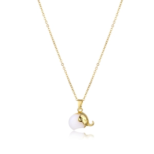 Polished gold elephant necklace featuring a pink gemstone inlay on a sleek cable chain