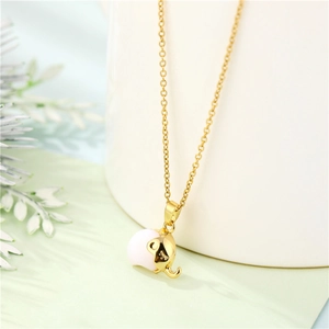 Creative elephant necklace with white shell pendant and gold stainless steel chain