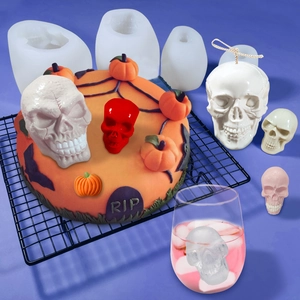 3D Καλούπι Σιλικόνης Νεκροκεφαλή Halloween DIY Σοκολάτα Μους Παγάκι Κερί Σαπούνι Ρητίνη Χειροτεχνία Γοτθική Διακόσμηση