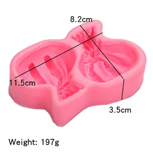 Pink silicone money bag mold for DIY soap and chocolate, size 11.5x8.2x3.5cm