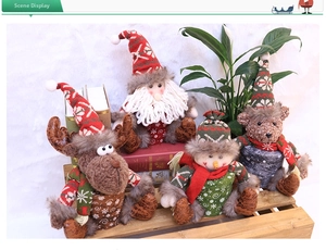 Christmas plush doll storage containers with Santa, reindeer and snowman designs