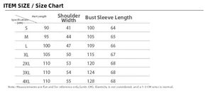 Detailed size chart for men's tiger print faux fur long coat from size S to 4XL