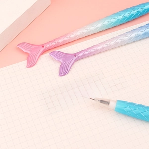 Creative mermaid tail stationery pen with gradient scales and 0.38mm fine nib tip