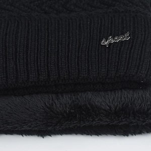 Ensemble bonnet et écharpe en tricot d'hiver avec doublure polaire et logo sport