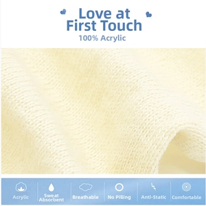 Close-up detail of soft 100% acrylic knit material showing the fine fabric texture