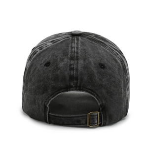 Verstellbare Baseballkappe aus gewaschenem Denim in Anthrazit mit Bronze-Schnalle