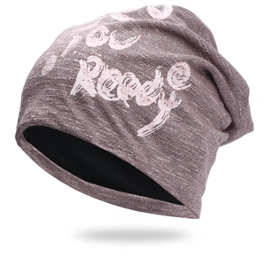 Bonnet en coton unisexe avec lettres roses Are you Ready imprimées en marron et blanc