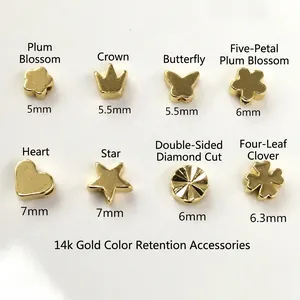 Various 14K gold filled spacers like heart, star, and clover for DIY jewelry making